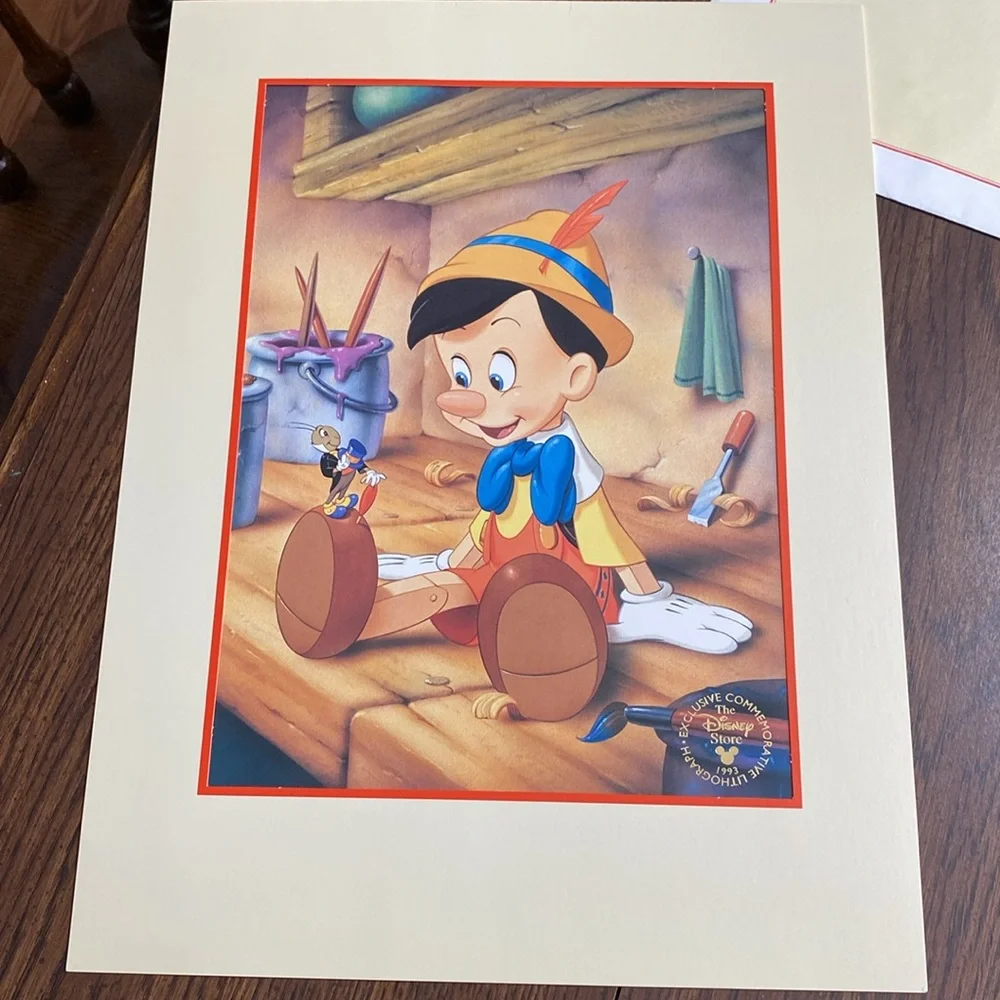 “5/$20” Disney lithograph Pinocchio and Jiminy Cricket